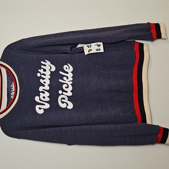 NWT Pickleball Crew Neck Sweatshirt Unisex Oversized Varsity Pickle Sweater M - Picture 3 of 6